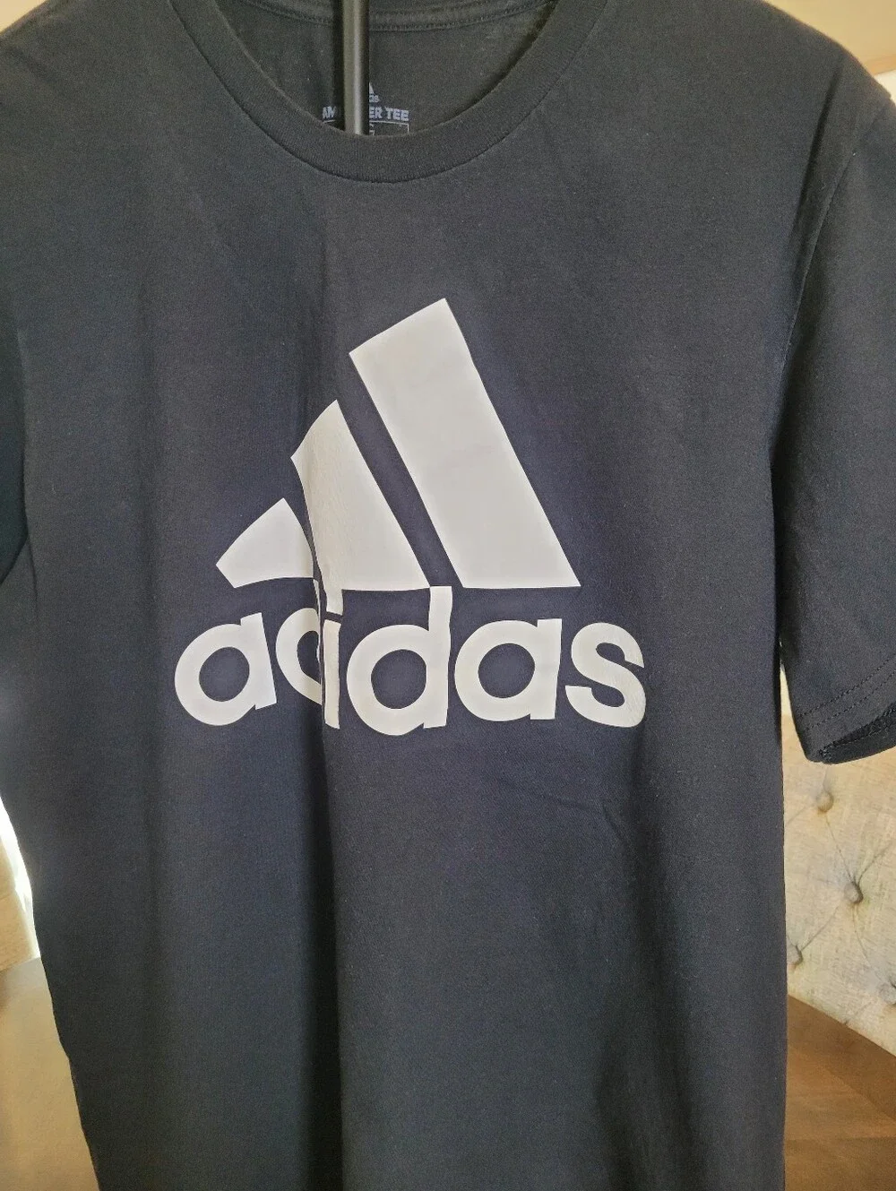 Men's Adidas Black Amplifier Tee with White Logo.  Size L